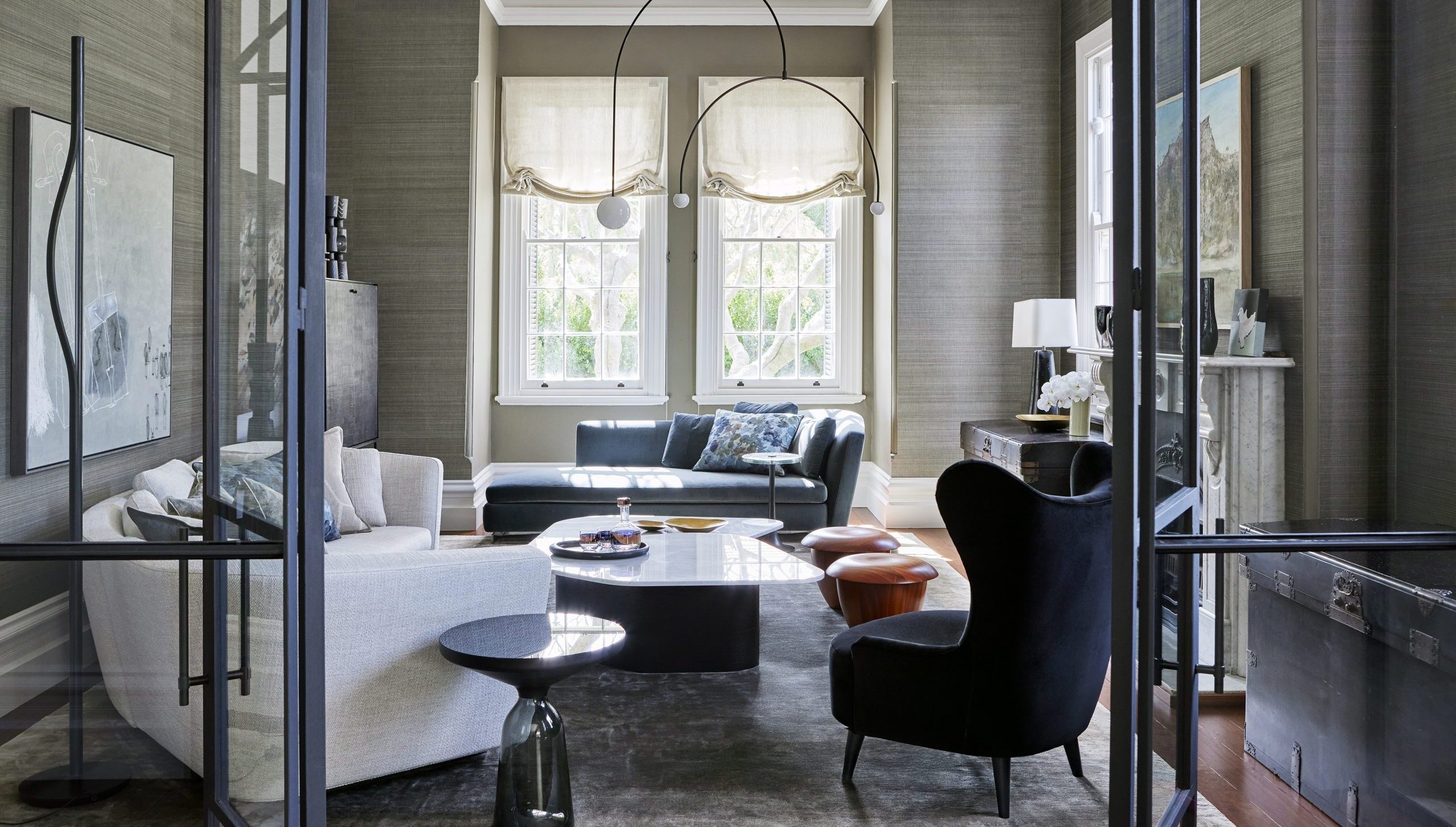 Peppermint Grove bedroom interior with bespoke joinery and textured fabrics by Hare + Klein