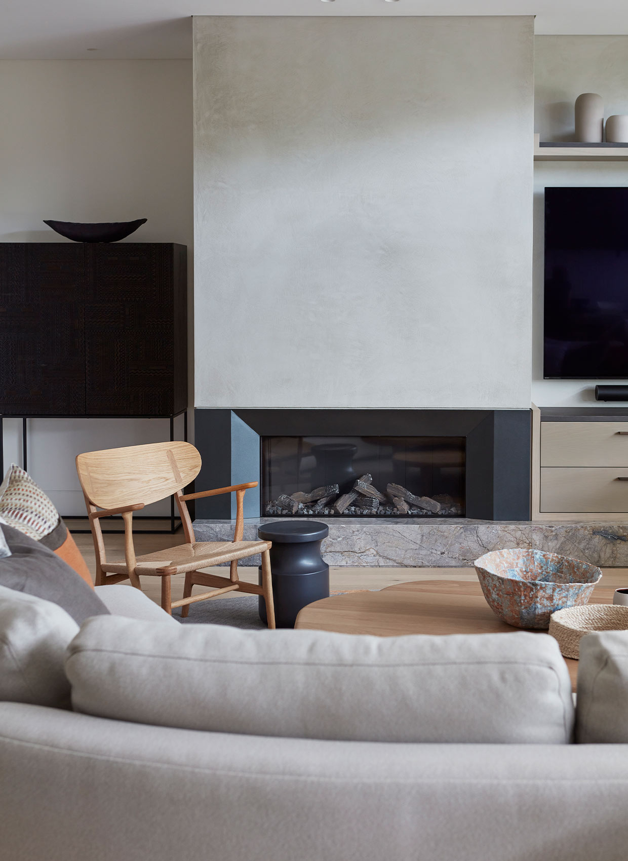 Taylors Bay hallway with unified material palette by Hare + Klein