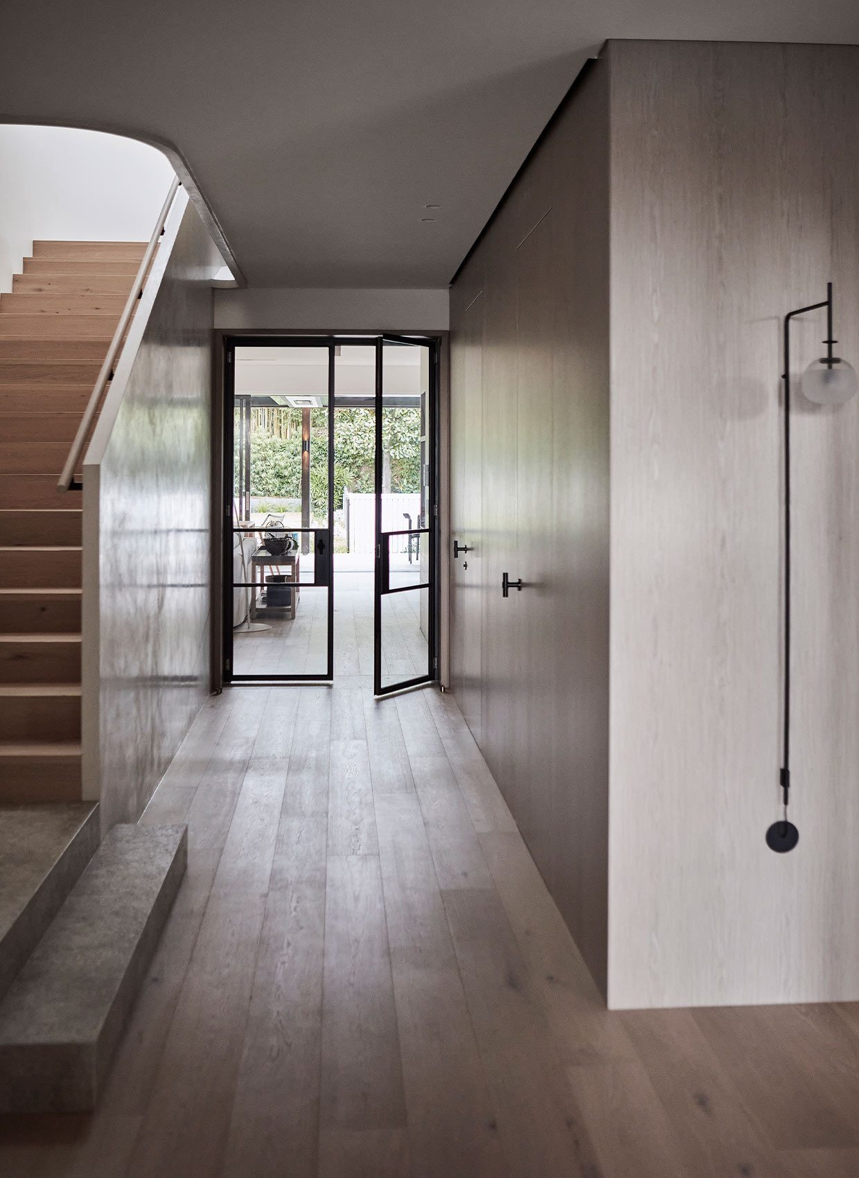 Taylors Bay staircase with heritage-modern transition by Hare + Klein