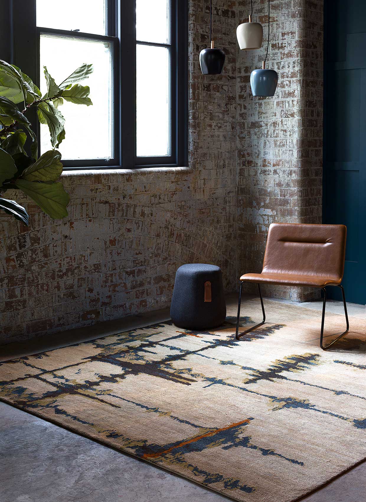 H+K x Designer Rugs Inlets rug in styled room