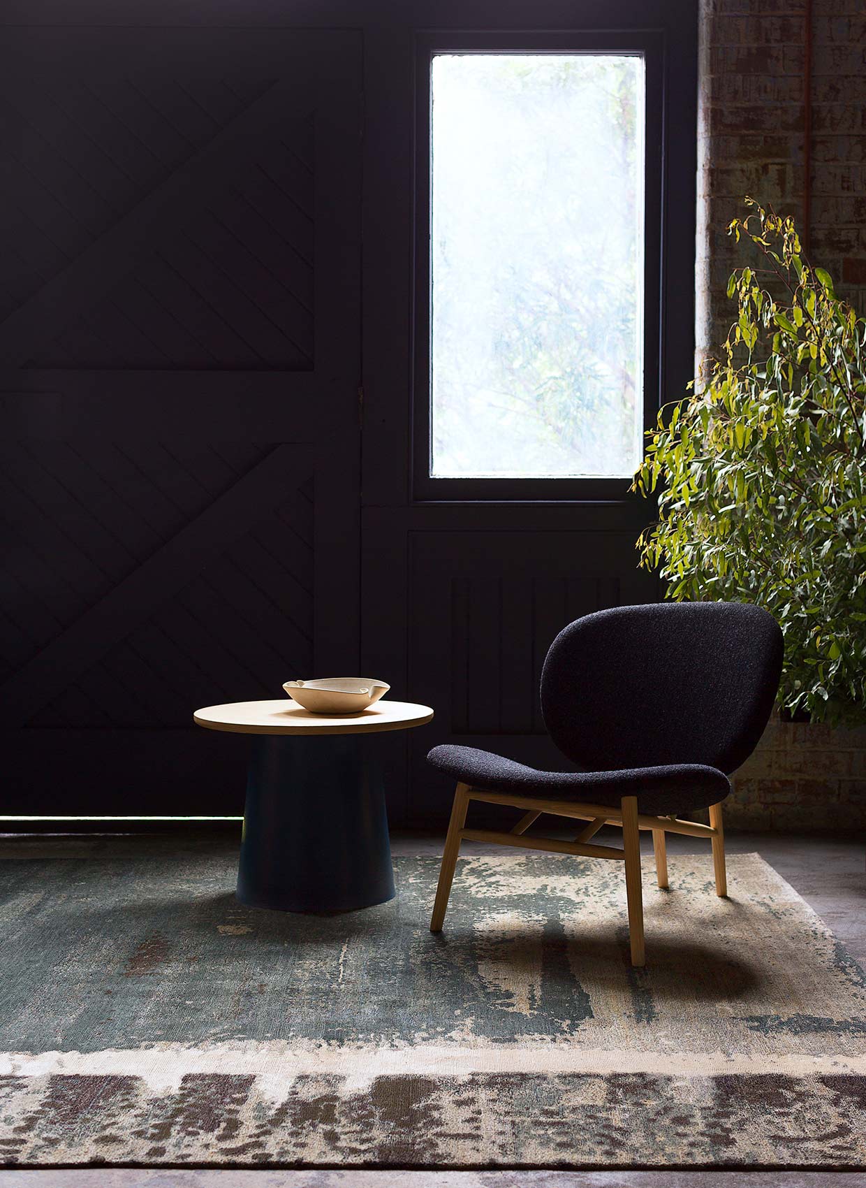 H+K x Designer Rugs Palimpsest rug in styled room