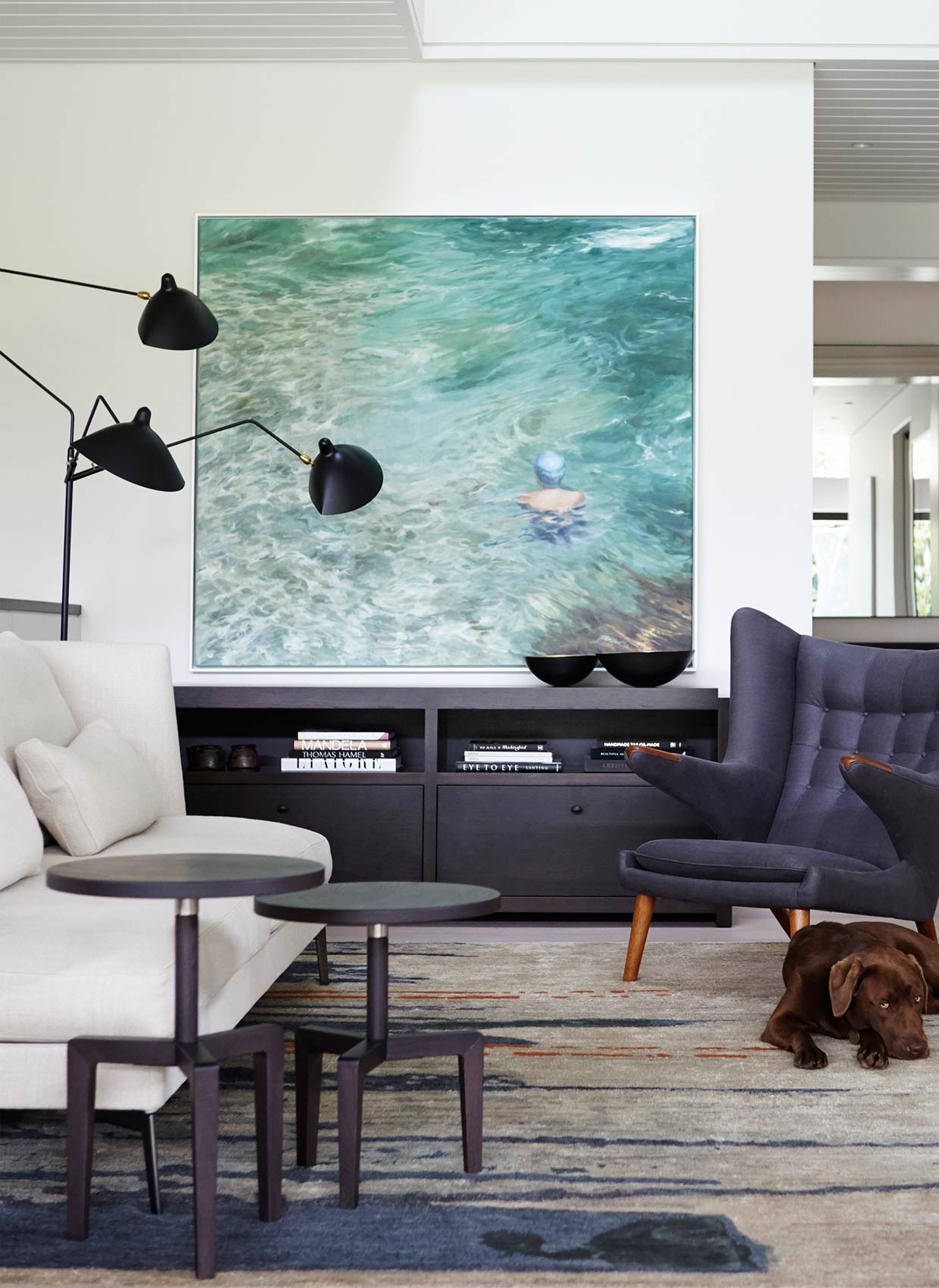H+K x Designer Rugs Swept rug in Mosman home