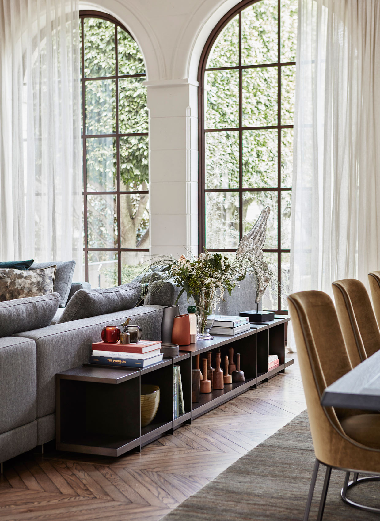 The Chateau formal living room with modern art collection by Hare + Klein