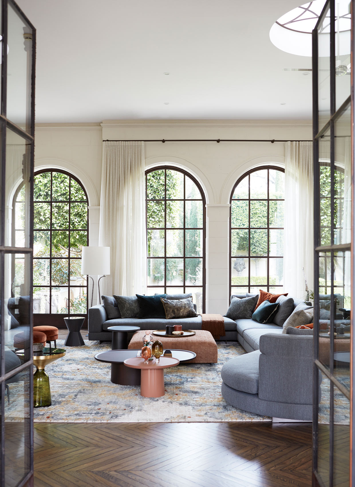 The Chateau living room with luxury bespoke furnishings by Hare + Klein