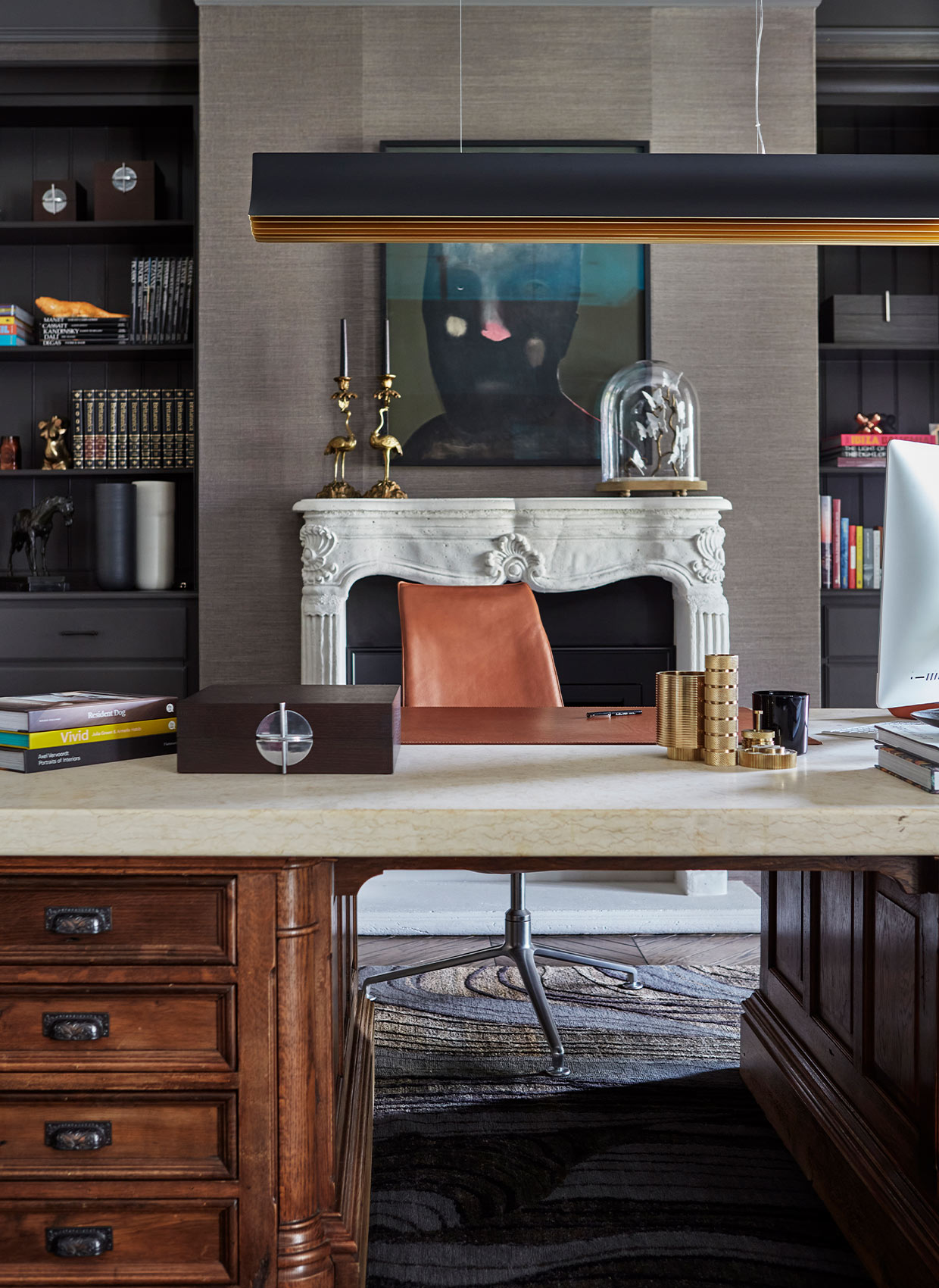 The Chateau library with rich tonal palette by Hare + Klein