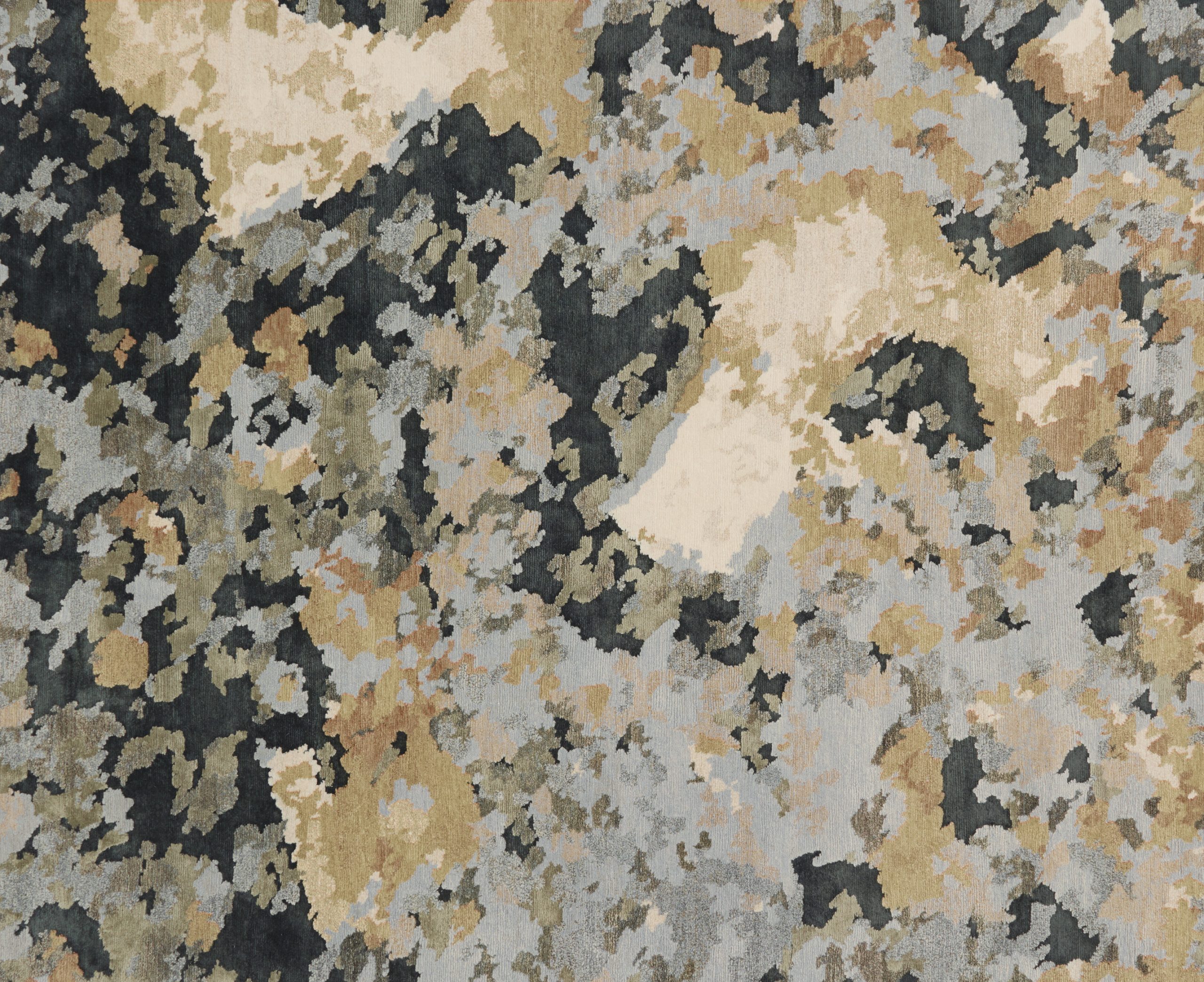 Terrain rug pattern in charcoal, tan and gold, design by Kristie Nixon inspired by coastal rock pools